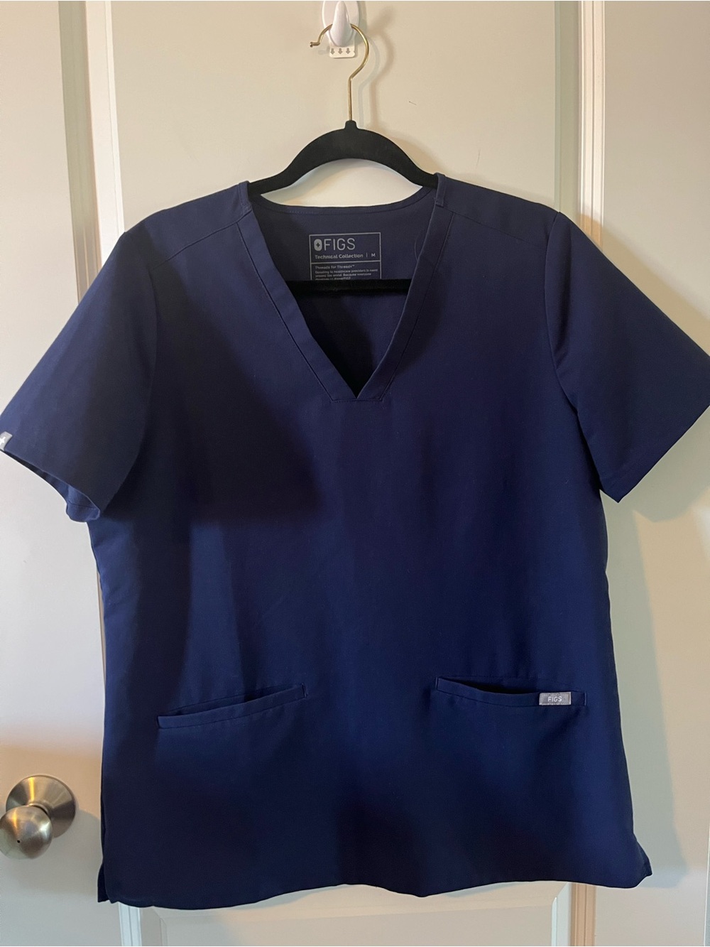 Figs Women’s Navy V-Neck Scrub Top - Deep Navy Technical Collection
